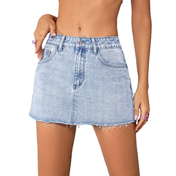 COZYEASE Women's Denim Mini Skirt - Stylish, Comfortable & Pockets!