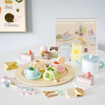 Smartwo Wooden Tea Party Set for Kids 3-8 Years
