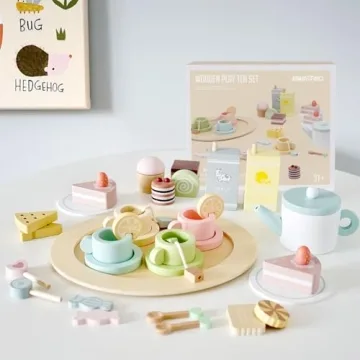 Smartwo Wooden Tea Party Set for Kids 3-8 Years