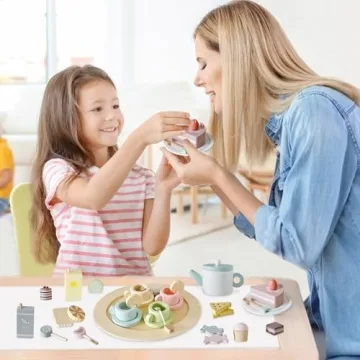 Smartwo Wooden Tea Party Set for Kids 3-8 Years