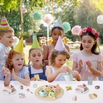 Smartwo Wooden Tea Party Set for Kids 3-8 Years