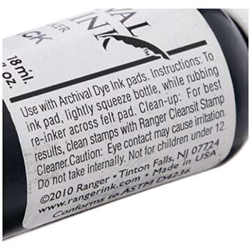 Ranger Archival Pad Reinker - 0.5oz Jet Black Ink for Permanent Stamping