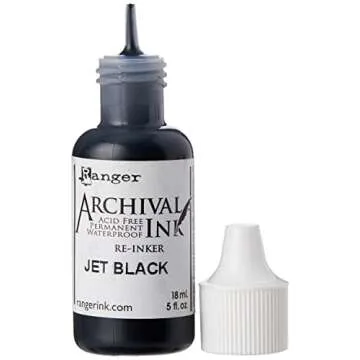 Ranger Archival Pad Reinker .5oz Jet Black Ink for Crafters