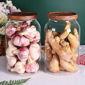 SAIOOL Glass Storage Jars with Airtight Wooden Lid