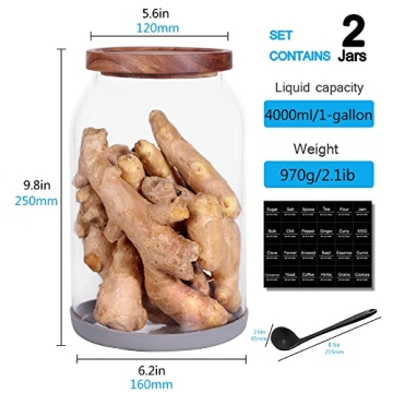 SAIOOL Glass Storage Jars with Airtight Wooden Lid