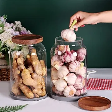 SAIOOL Glass Storage Jars with Airtight Wooden Lid