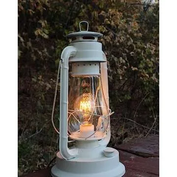 Rustic Farmhouse Lantern Table Lamp: Dimmable, Edison Bulb, Line Cord Dimmer - Large Body, Rustic Finish, UL USA/ULC Canada Safety Listed by Muskoka Lifestyle Products USA