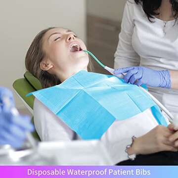60 PCS Dental Bibs Disposable Polyback Towel Waterproof Patient Bibs, Blue Tray Covers Place Mats Gr...