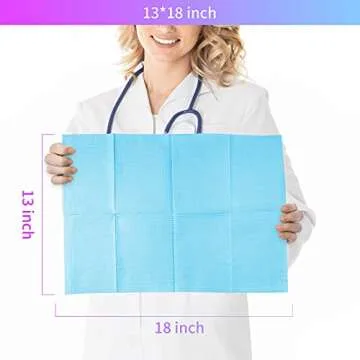 60 PCS Dental Bibs Disposable Polyback Towel Waterproof Patient Bibs, Blue Tray Covers Place Mats Great for Dentists, Nail Techs, DIY Beauty,Tattoo Artists - 13" x 18"