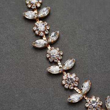 SWEETV Rhinestone Bridal Headband Crystal Wedding Headpiece Gold Hair Accessories for Bride Bridesmaid Flower Girl