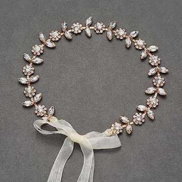 SWEETV Rhinestone Bridal Headband Crystal Wedding Headpiece Gold Hair Accessories for Bride Bridesmaid Flower Girl