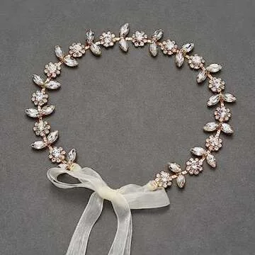 SWEETV Rhinestone Bridal Headband Crystal Wedding Headpiece Gold Hair Accessories for Bride Bridesmaid Flower Girl