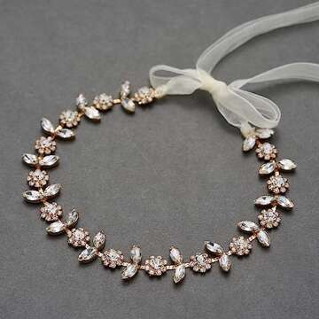 SWEETV Rhinestone Bridal Headband Crystal Wedding Headpiece Gold Hair Accessories for Bride Bridesmaid Flower Girl