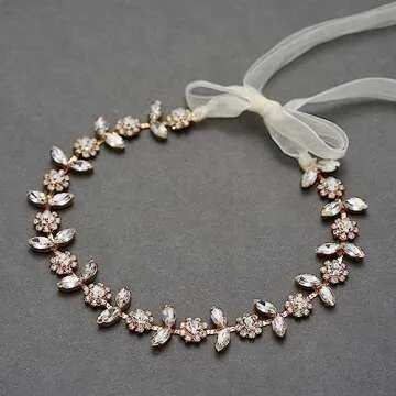 SWEETV Rhinestone Bridal Headband Crystal Wedding Headpiece Gold Hair Accessories for Bride Bridesmaid Flower Girl