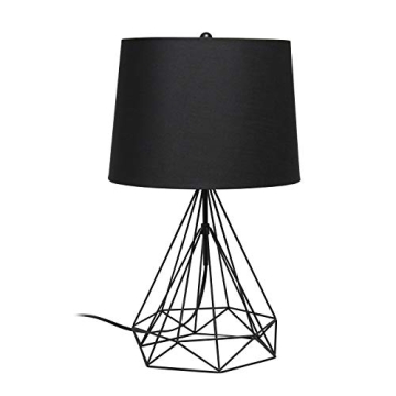 Elegant Designs LT1054-BLK Modern Geometric Wired Metal Hollowed Out Table Lamp, Black