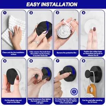 Bntuk Suction Cup Hooks for Shower, Removable Towel Hooks for Bathroom Window Glass Door Wall, Bath Robe Looafh Hook for Hanging - 2 Pack, Black