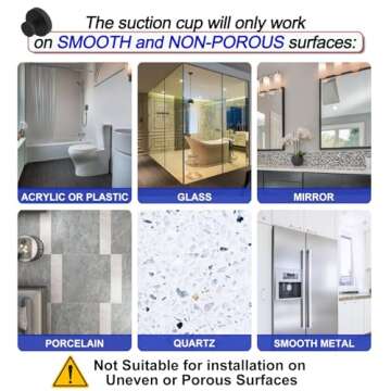 Bntuk Suction Cup Hooks for Shower, Removable Towel Hooks for Bathroom Window Glass Door Wall, Bath Robe Looafh Hook for Hanging - 2 Pack, Black