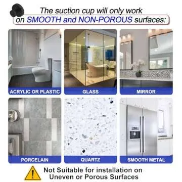 Bntuk Suction Cup Hooks for Shower, Removable Towel Hooks for Bathroom Window Glass Door Wall, Bath Robe Looafh Hook for Hanging - 2 Pack, Black