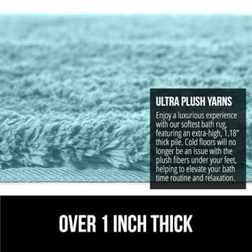 Gorilla Grip Premium Luxury Bath Rug, 30x20, Absorbent, Soft, Thick Shag, Bathroom Mat Rugs, Machine Wash, Microfiber Dries Quickly, Mats for Bath Room, Shower, Bathtub Spa Floors, Baby Blue