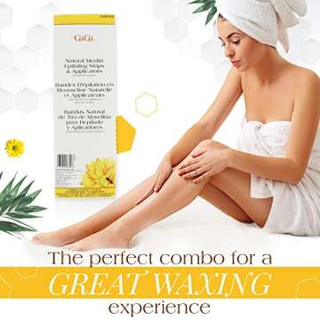 GiGi Waxing Strips for Hair Waxing/Hair Removal, Natural Muslin 20 Strips, and Wax Applicator 10 pcs, Combo