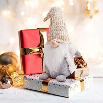 LHMTQVK 1PCS Christmas Gnomes Plush Decorations, Handmade Rudolph Faceless Doll for Christmas Ornaments, Home Table Dwarf Elf Plush Gnomes Decor, Christmas Witches Hat Gnomes