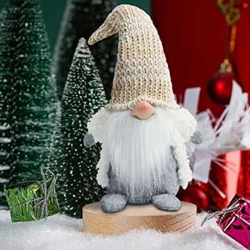 LHMTQVK 1PCS Christmas Gnomes Plush Decorations, Handmade Rudolph Faceless Doll for Christmas Ornaments, Home Table Dwarf Elf Plush Gnomes Decor, Christmas Witches Hat Gnomes