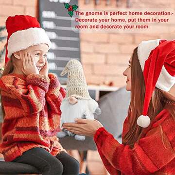 LHMTQVK 1PCS Christmas Gnomes Plush Decorations, Handmade Rudolph Faceless Doll for Christmas Ornaments, Home Table Dwarf Elf Plush Gnomes Decor, Christmas Witches Hat Gnomes