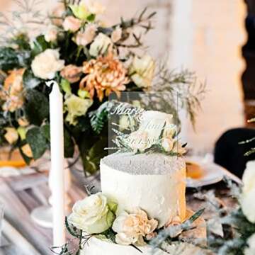 2 Pieces Acrylic Cake Topper Blank Cake Topper Clear DIY Birthday Cake Topper Personalized DIY Birthday Cake Topper for Custom Wedding Birthday Festival Party Cake (Square Style)