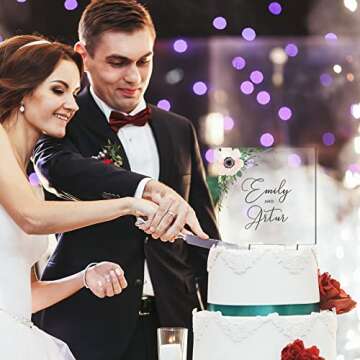 2 Pieces Acrylic Cake Topper Blank Cake Topper Clear DIY Birthday Cake Topper Personalized DIY Birthday Cake Topper for Custom Wedding Birthday Festival Party Cake (Square Style)