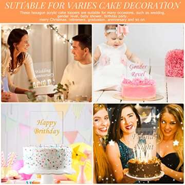 2 Pieces Acrylic Cake Topper Blank Cake Topper Clear DIY Birthday Cake Topper Personalized DIY Birthday Cake Topper for Custom Wedding Birthday Festival Party Cake (Square Style)