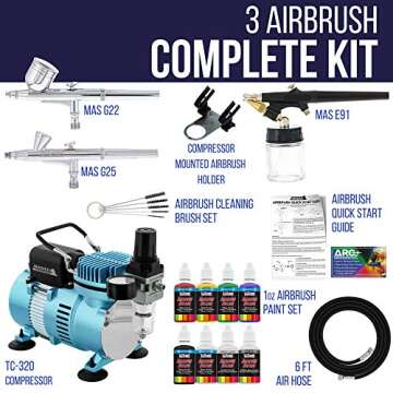Master Airbrush Cool Runner II Dual Fan Air Compressor Airbrushing System Kit with 3 Professional Ai...