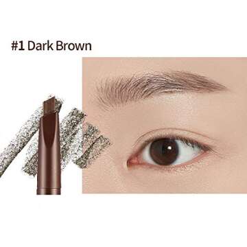ETUDE Drawing Eye Brow 0.25g #1 Dark Brown | Long Lasting Eyebrow Pencil | Soft Textured Natural Daily Look Eyebrow Makeup