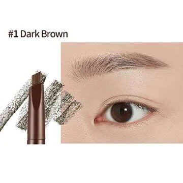 ETUDE Drawing Eye Brow 0.25g #1 Dark Brown | Long Lasting Eyebrow Pencil | Soft Textured Natural Daily Look Eyebrow Makeup
