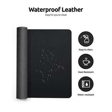 YSAGi Leather Desk Pad Protector, Office Desk Mat, Large Mouse Pad, Non-Slip PU Leather Desk Blotter, Laptop Desk Pad, Waterproof Desk Writing Pad for Office and Home (Black, 23.6" x 13.8")