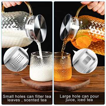 PARACITY Glass Pitcher Squama Designed 64 oz, High Borosilicate Water Pitcher, Iced Tea Pitcher with Lid and Spout, Large Bore Design for Easy Cleaning, for Cold/Hot Drinks, Iced Tea, Juice, Milk