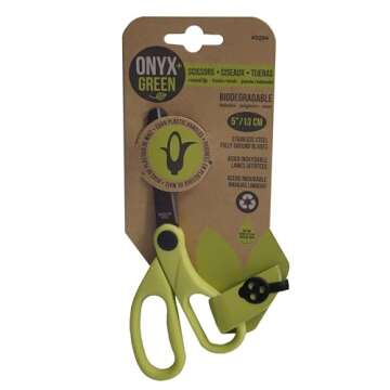 Onyx and Green Eco-Friendly Scissors, 5" with Round Tips, Corn Plastic Handles