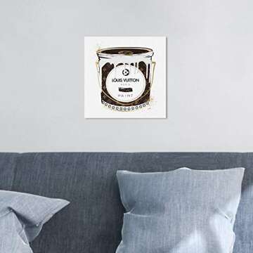 The Oliver Gal Artist Co. Fashion and Glam Wall Art Canvas Prints 'Custom Luxurious Paint Can' Home Décor 12" x 12" Brown, Gold