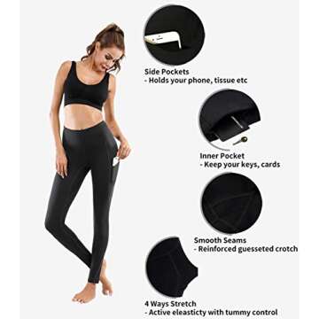Lingswallow High Waist Yoga Pants - Yoga Pants with Pockets Tummy Control, 4 Ways Stretch Workout Running Yoga Leggings (Black, X-Small)