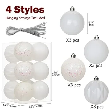 Shatterproof 12PCS Christmas Ball Ornaments for Trees