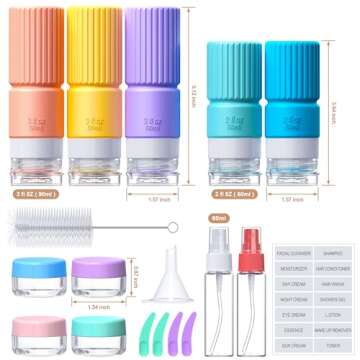 19 Pack Travel Bottles for Toiletries - TSA Approved, Leak Proof Silicone Containers