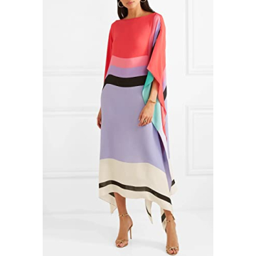 FIDROX Floral Long Kaftan Kimono Maxi Dress Plus Size Caftan Gown Nightdress Kimono for Women Party Wear Calf Length Women. (Black & Gray)