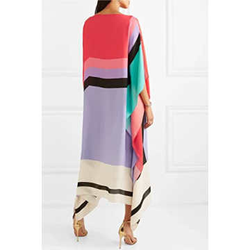 FIDROX Floral Long Kaftan Kimono Maxi Dress Plus Size Caftan Gown Nightdress Kimono for Women Party Wear Calf Length Women. (Black & Gray)