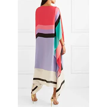 FIDROX Floral Long Kaftan Kimono Maxi Dress Plus Size Caftan Gown Nightdress Kimono for Women Party Wear Calf Length Women. (Black & Gray)