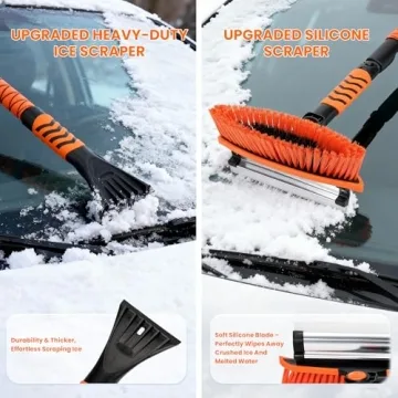 TOKCKYBL 43" Ice Scraper - 3-in-1 Snow Brush & Ergonomic Grip