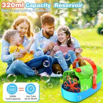 Bubble Machine Durable Automatic Bubble Blower, 18000+ Big Bubbles Per Minute Bubbles for Kids Toddlers Bubble Maker Operated by Plugin or Batteries Bubble Toys for Indoor Outdoor Birthday Party