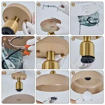 BISAMIYA Contemporary Semi Flush Mount Ceiling Light Fixture, Brass Accent Ceiling Light with 12.6" Brown Metal Shade, for Kitchen, Entryway, Hallway, Dining Room, Cafe