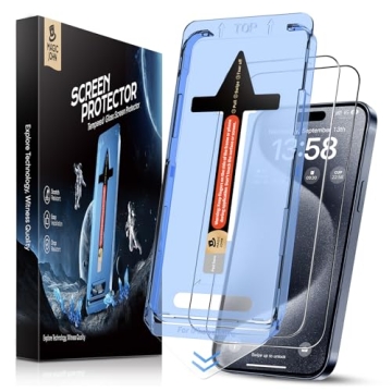 MAGIC JOHN 2 Pack Tempered Glass Screen Protector for iPhone 15 Pro - Easy Installation and Ultra Cl...