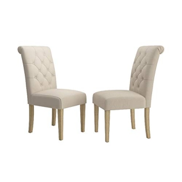 Stylish Solid Wood Tufted Parsons Dining Chairs Set