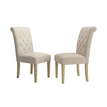 Stylish Solid Wood Tufted Parsons Dining Chairs Set