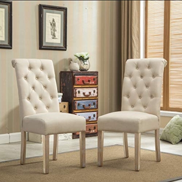 Stylish Solid Wood Tufted Parsons Dining Chairs Set
